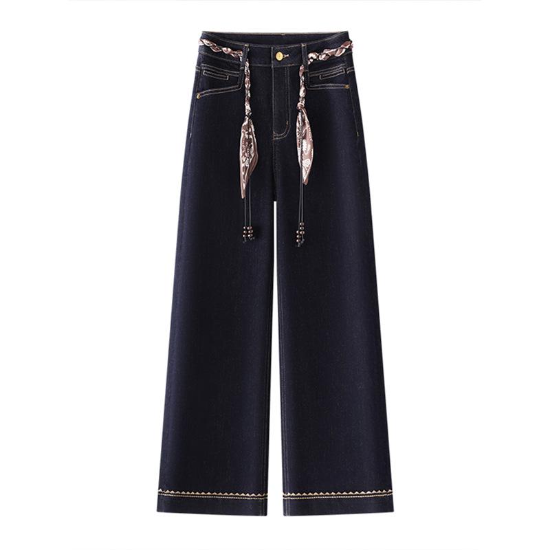 Fashion velvet versatile jeans women's winter new high-waisted thin loose thickened straight pants children