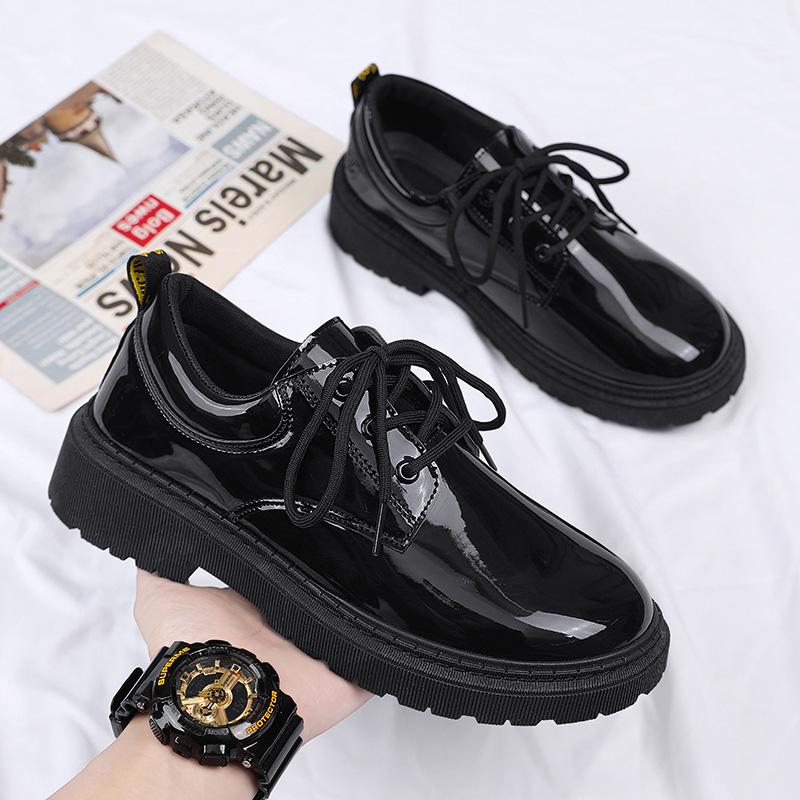 Black Men Casual Patent Leather Shoes Business Lace Up Comfort Office Work Shoes for Male Party Wedding Formal Dress Footwear