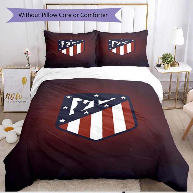 3pcs Duvet Cover Set (1*Duvet Cover + 2*Pillowcase, Without Core), football club Print Soft All‑Season Bedding Set, Home Bedroom Decor Gift