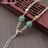 Four-Strand Braided Necklace Lanyard with Jadeite, White Agate, and Dongling Jade Pendant