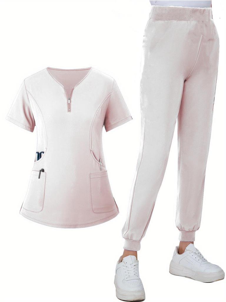 Elastic V-neck Surgical Gown Set - Long/Short Sleeve for Dental, Hospital, and Medical Staff