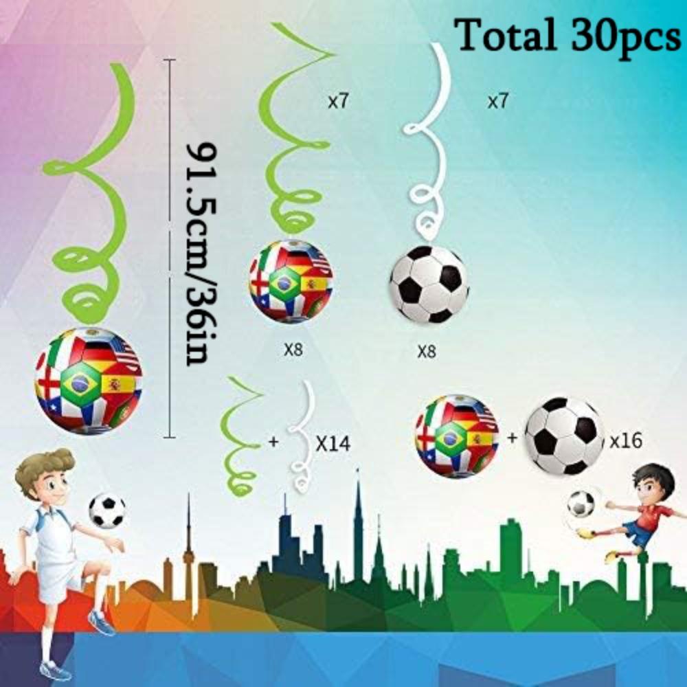 

30pcs Soccer Party Streamer Hanging Swirl for Soccer Party Supplies Theme Birthday Party Decorations Banner Sport Theme Party Garlands 30pcs