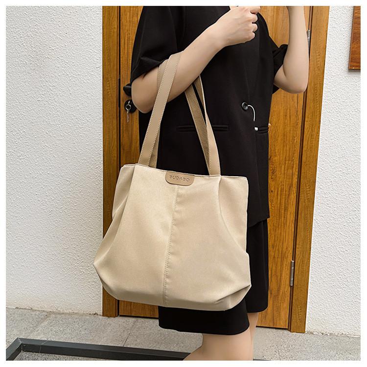 New Trendy Canvas Tote Bag Women's Shoulder Bag Fashionable Urban Style Large Capacity