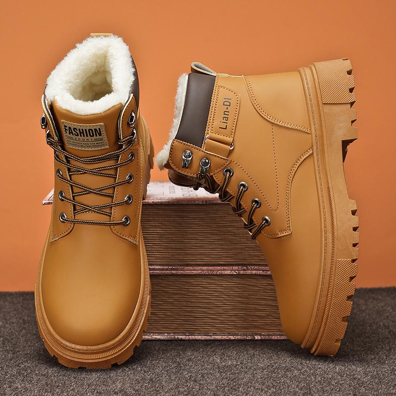 Mens Winter Warm Boots Black Casual Hiking Boots Yellow Outdoor Sport Boots Plus Size High Top EU 46 жёлтый 3249₽