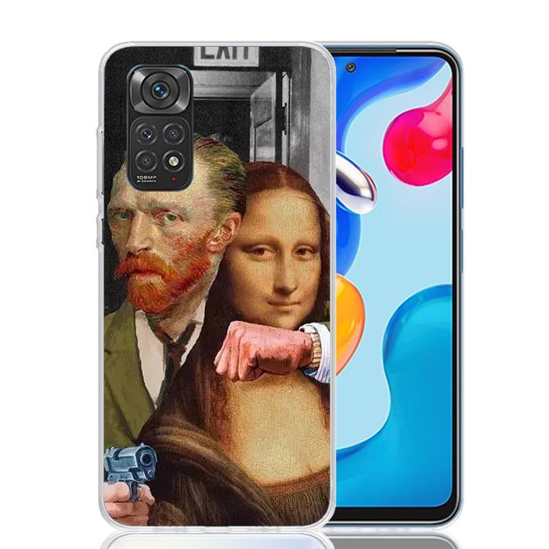Van Gogh Mona Lisa Funny Art Case Phone Cover for Xiaomi Redmi Note 14 13 12S 12 11S 11 11T 11E 10S 10 Pro Plus 5G Trend Fundas
