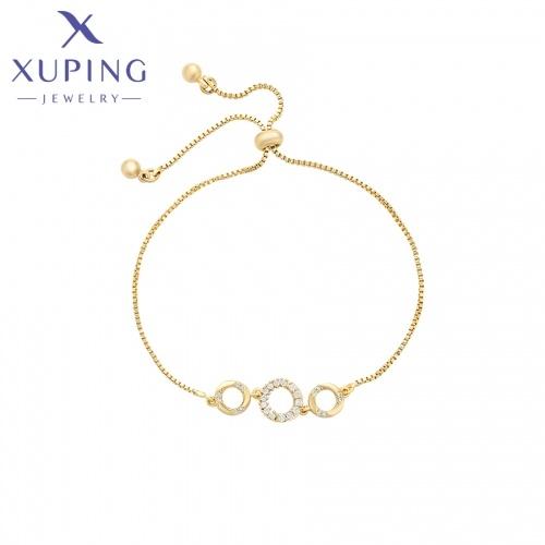 X000782980 Xuping Jewelry Trendy Diamond  Bracelet 14k Gold Plated Luxury Copper Bracelet 20 cm