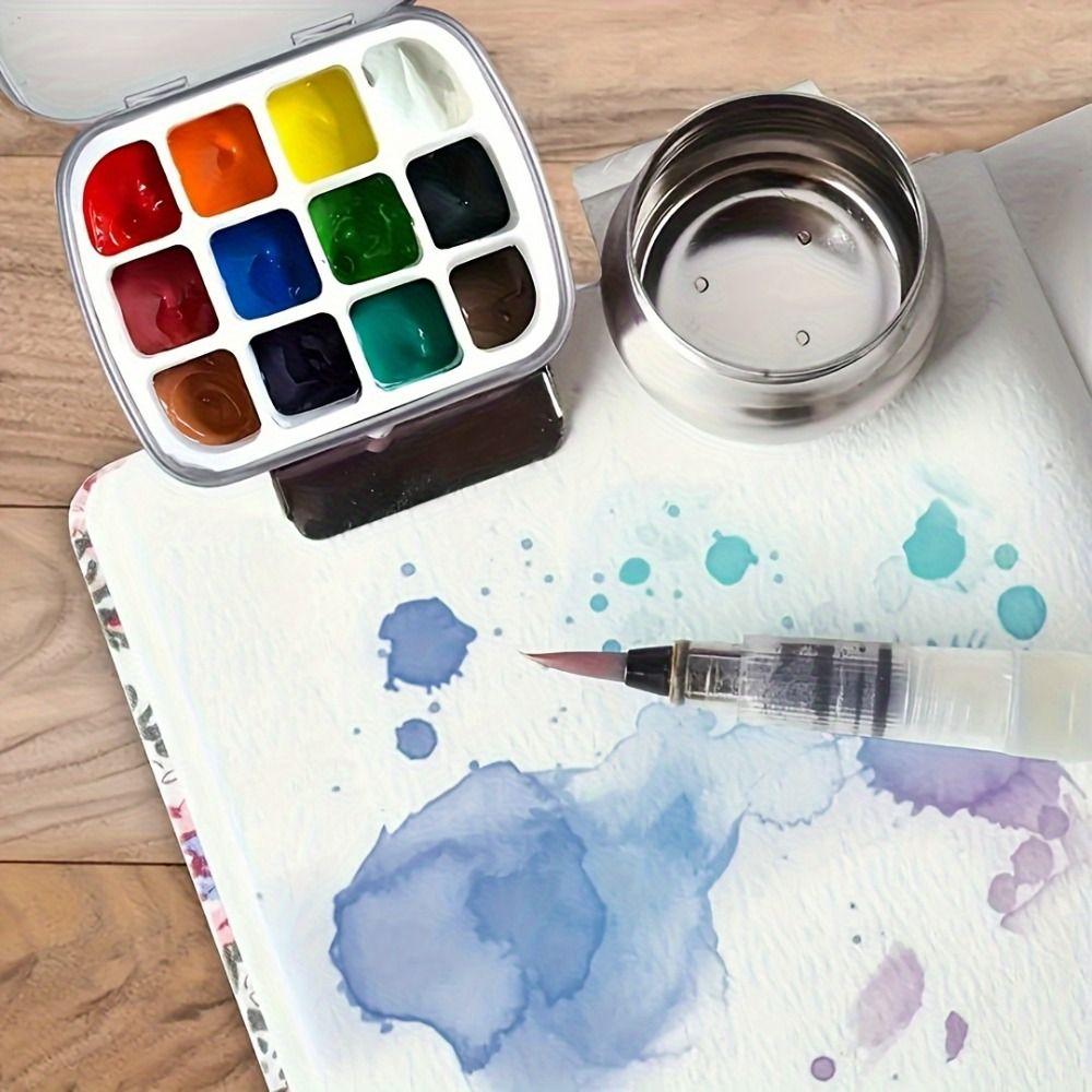 2Pcs Mini Watercolor Paint Palette 12/24 Grids Paint Pigment Box Travel Painting Tray  Outdoor