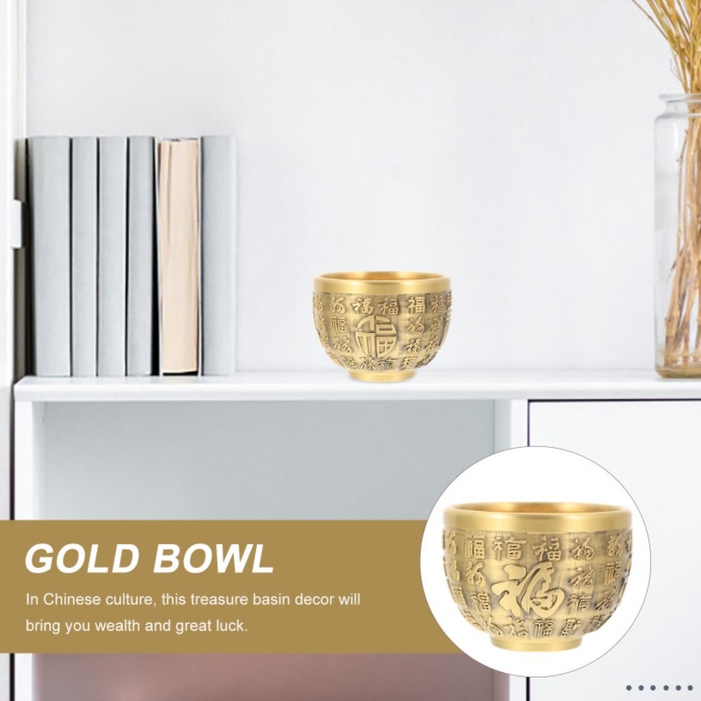 Good Luck Brass Drinking Cup Traditional Brass Feng Shui Bowl Phoenix Cylinder Ornament  Home Decor