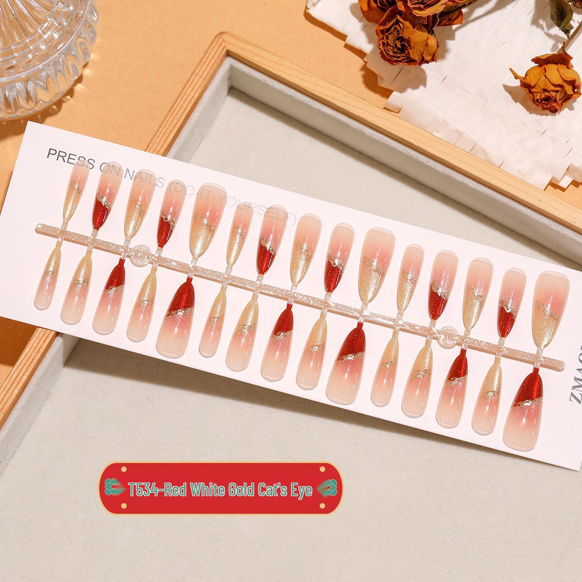 

Красный Платиновый Кошачий Глаз Миндаль Французский Омбре Наклейки для Нейл-Арта – 30 Штук M with Full Set