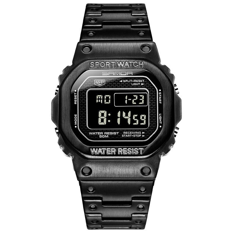 Sanda Men's Waterproof Square Multifunction Sports Alarm Watch