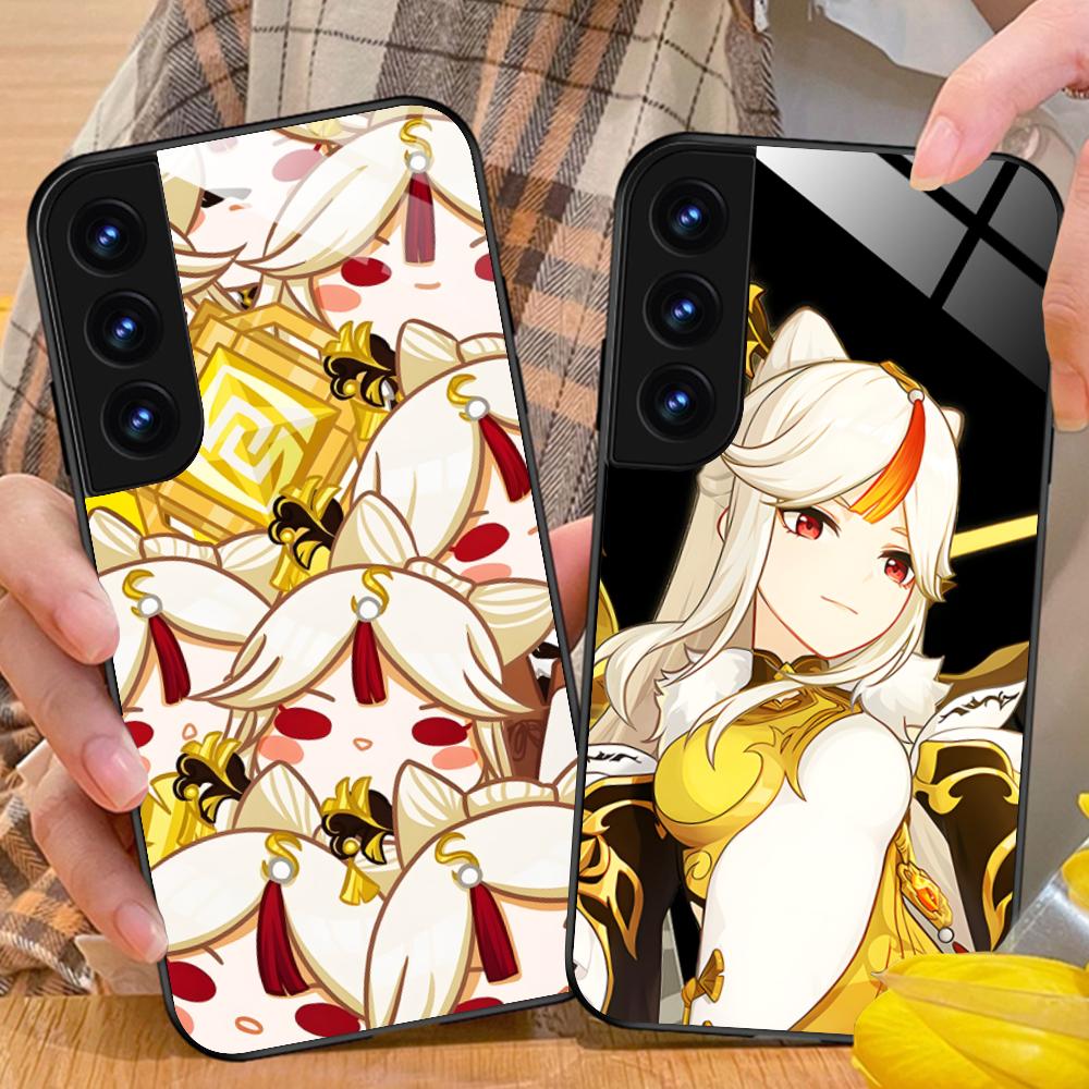 Game GI Ningguang Glass Mobile Phone Case for Samsung Galaxy S26 S25 S24 S23 S22 S21 S20 Note20 Plus FE Ultra Colorful Cover