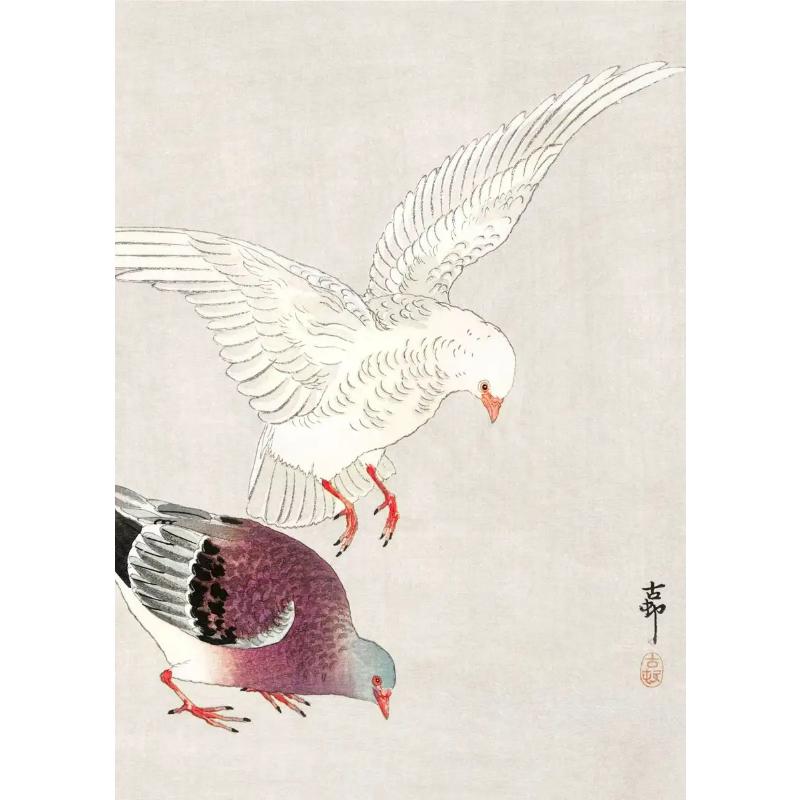 Japanese Ohara Koson Ukiyo Wall Art Poster Vintage Goldfish Lotus Owl Crane Canvas Painting for Guest Room Home Bar Cafe Decor