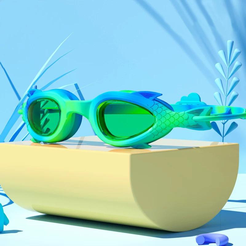 Children s swimming goggles Waterproof and anti-fog silicone swimming cap swim cap goggles set Underwater swimming goggles
