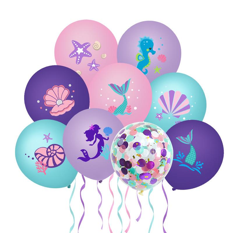 

1Set Little Mermaid Party Balloons Confetti Air Ball Kids Mermaid Birthday Party Decoration Supplies Baby Shower Helium Globos
