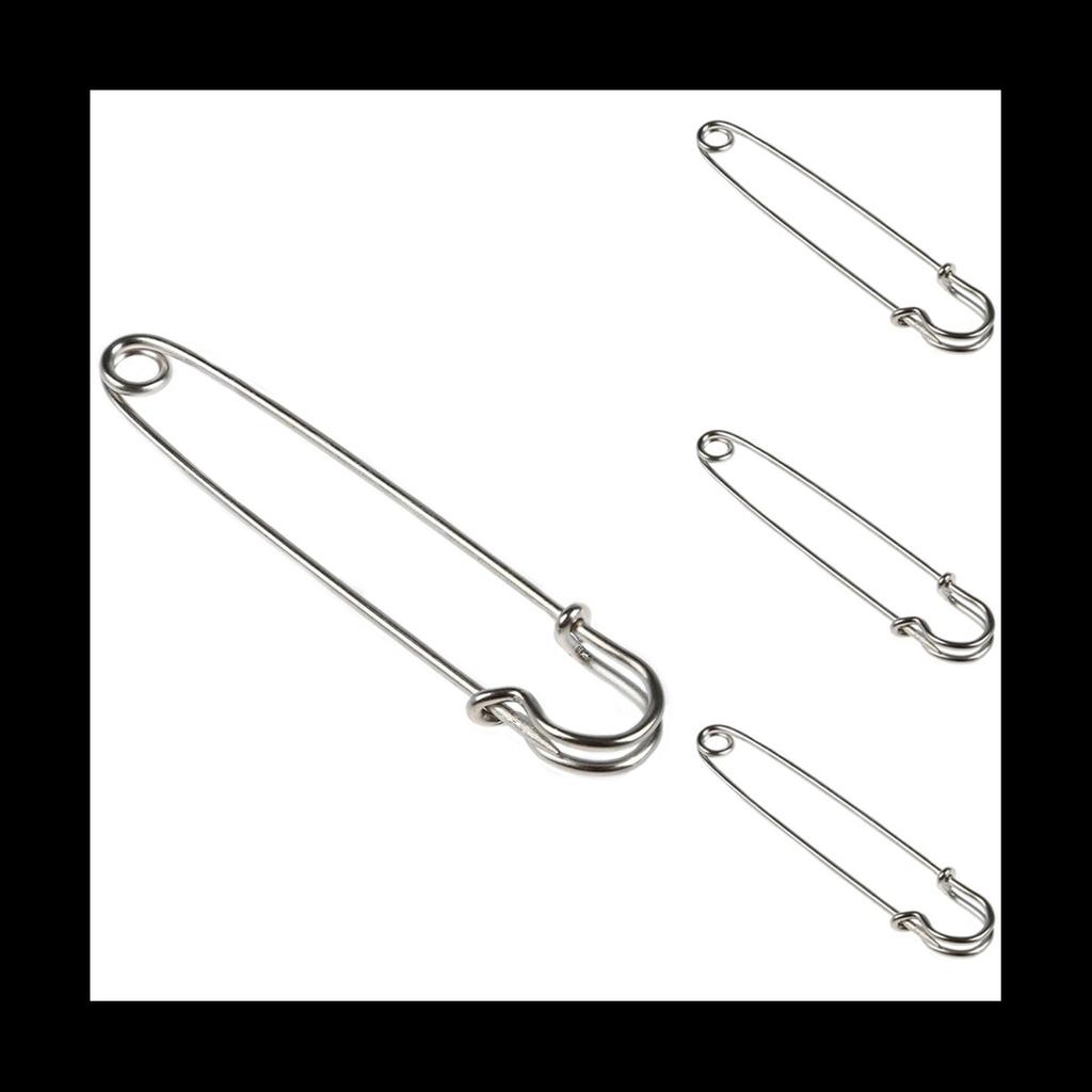 A84E-100PCS 4 Inch Metal Safety Pin--Big & Strong Enough To Hold Heavy-Weight Fabrics And Materials Canvas,Leather,Upholstery