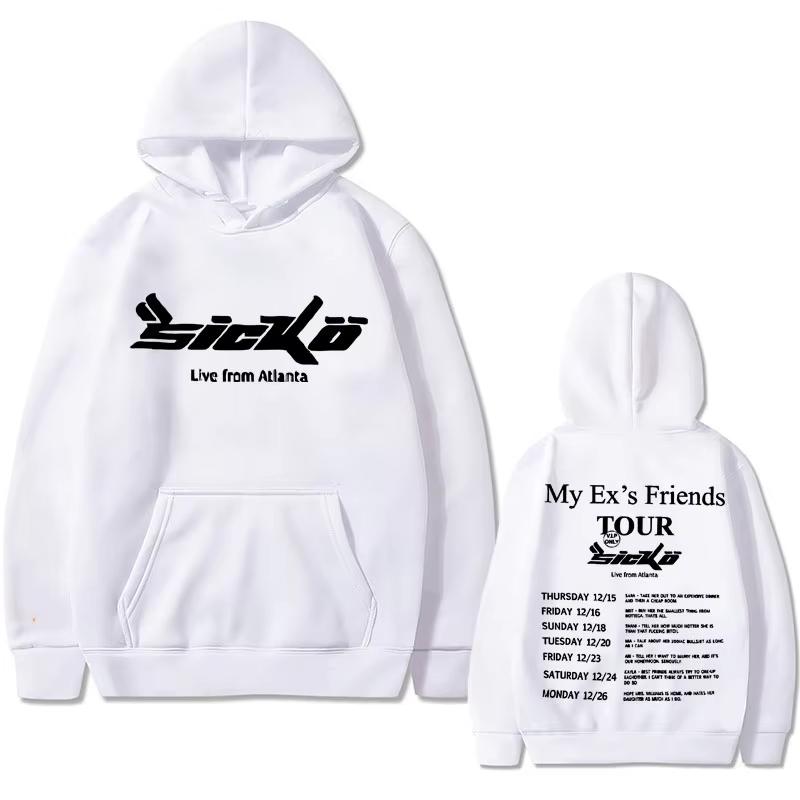 Sicko Born From Pain My Ex's Friends Tour Double Sided Print Hoodie Men Women Clothes Oversized Sweatshirt Men's Hip Hop Hoodies