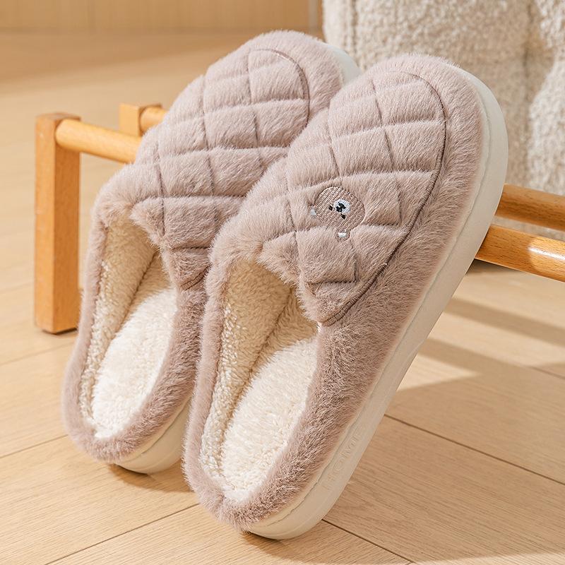 Baotou cotton slippers women's warm cotton shoes winter new home fleece non-slip cotton drag couple hair slippers tide