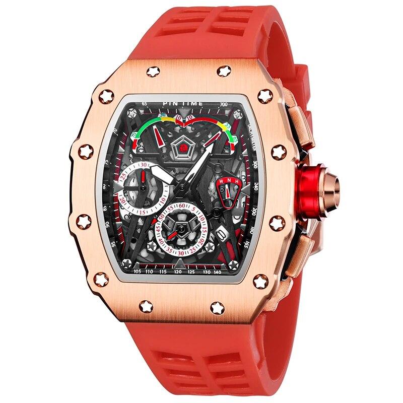 

Men Luxury Chronograph Hip Hop Watches Military Man Mens Red Wrist Watch Clock Male zegarek meski montre Quartz Watch
