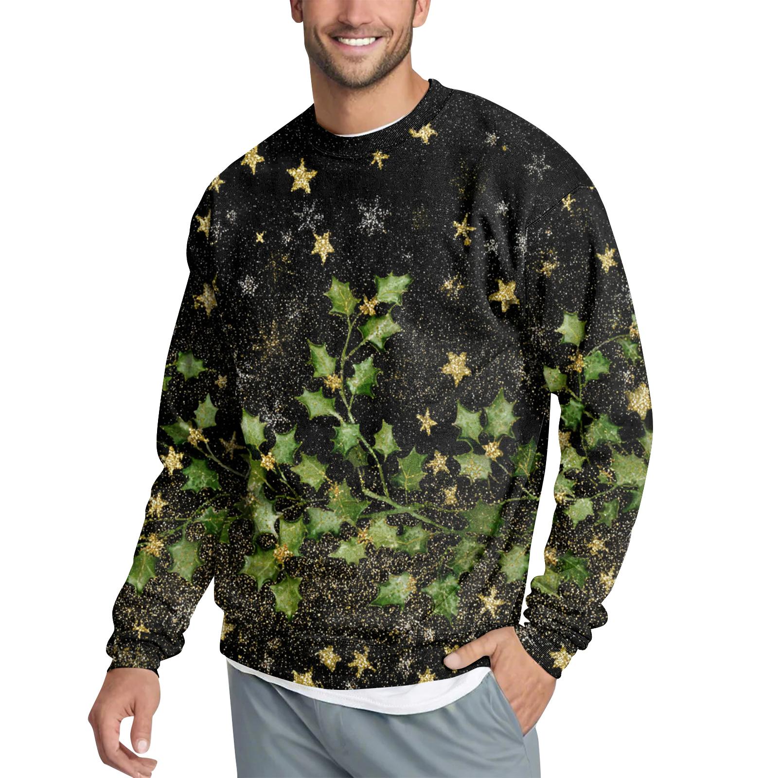 

Men s Casual Fashion Printed Round Neck Pullover Sweatshirt XL