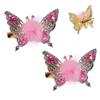2 Pcs Butterfly Hair Clips Colorful Shiny Flying Butterfly Hairpin with Soft Hairball for Girls