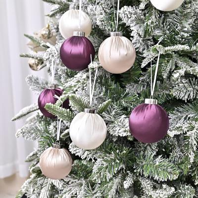 12Pcs/Set 6CM Velvet Christmas Ball Ornament Shatterproof Plastic Reusable Holiday Xmas Tree Hanging Flocked