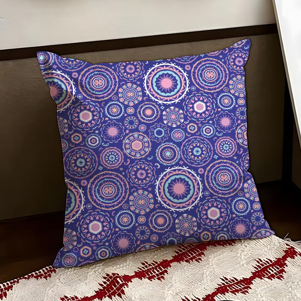 Indian Ethnic Pattern Cushion Cover Reversible Soft Durable Pillow Cover Home  Car MultiScene Use for Daily Comfort