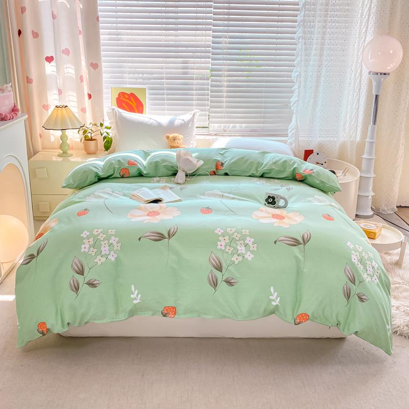 Fresh Flowers Quilt Cover 100% Cotton Zipper Duvet Cover High Quality Skin-friendly Comfortable Bedding for Kids Teens Adults