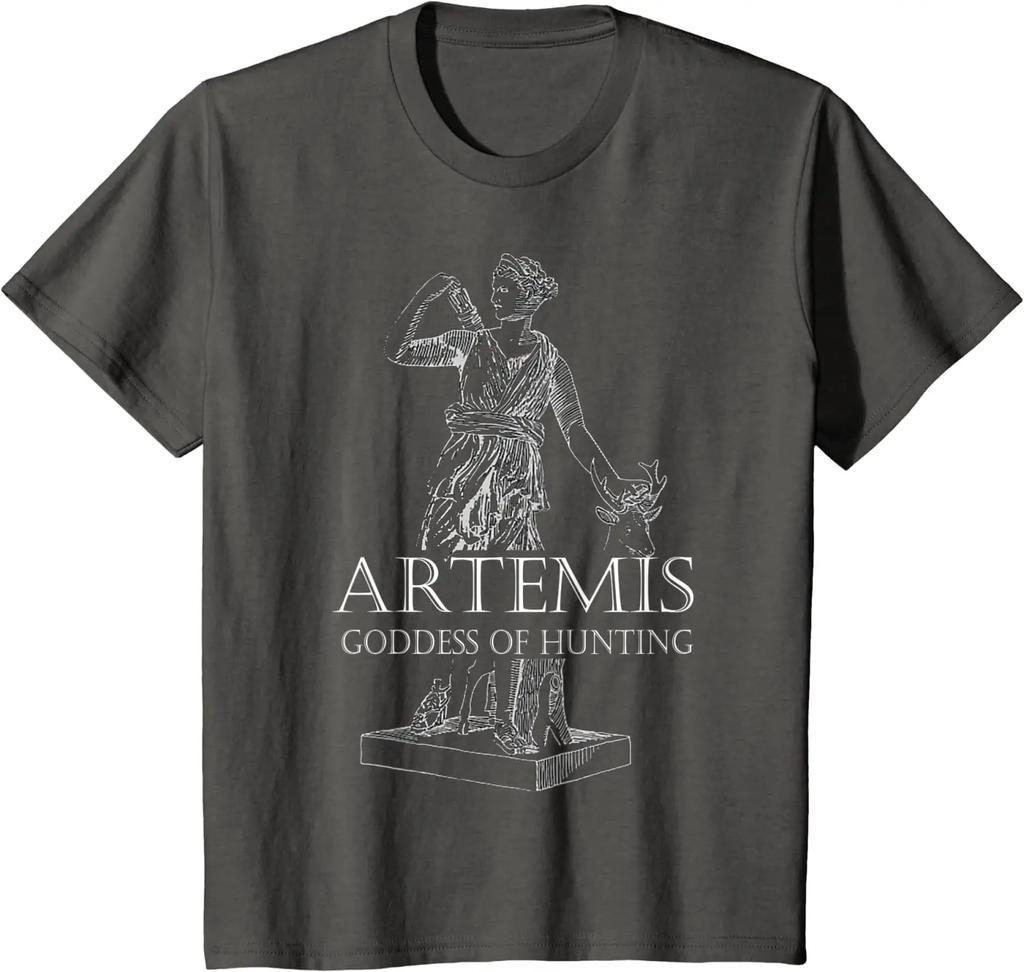 Artemis Göttin der Jagd Griechische Mythologie T-Shirt 100% Baumwolle Rundhals Kurzarm Sommer Freizeit Herren T-Shirt Streetwear