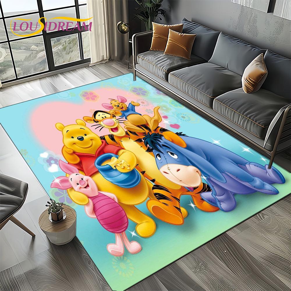 Tappeto Tappetino Decorativo Tappeto Cartoon Orso Winnie Pooh Carino 3D per Camera da Letto Soggiorno Casa Divano, Gioco Bambino Decorazione Grande Tappetino Pavimento Regalo