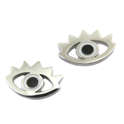 [P7743] - Pendientes de diseñador Acero 'Mano de Fátima' plateado - 10x7 mm