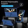 For Samsung Galaxy Z Fold3 5G Case with Tempered Glass Film Silicone Wristband Kickstand PC Phone Cover