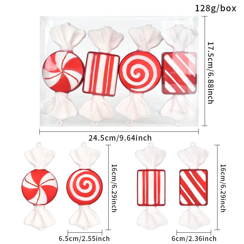 

16CM Red & White Painted Candy Ornaments for Christmas Tree