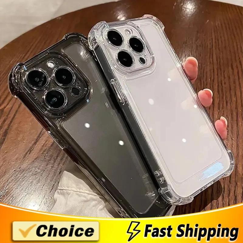 Luxury Shockproof Clear Phone Case For iPhone16 15 14 13 12 11 Pro Max XR Plus Silicone Bumper Transparent Hard Back Cover