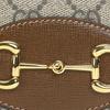 Gucci Horsebit 1955 Vintage Złota Klamra Logo Płótno i Skóra Portfel na Łańcuszku Damski Hebanowy Brąz 623180-92TCG-8563