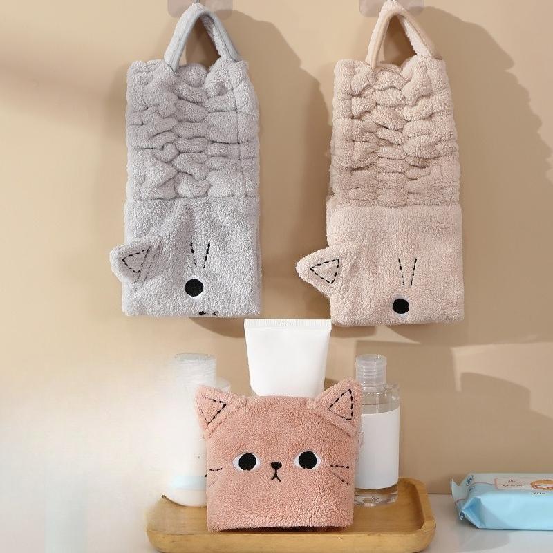 Cartoon Animal Cat Ear Hair Tie, Face Wash Headband, Girls' Makeup Remover Hair Cover, Coral Velvet Postpartum Headscarf