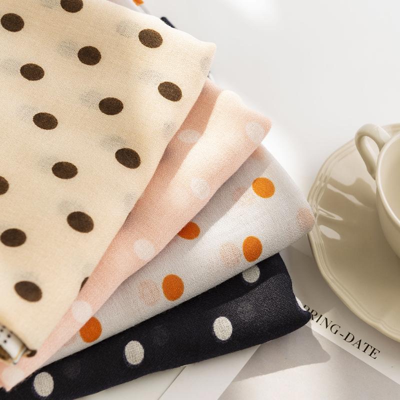 Geometric printing polka dot simulation silk scarf women's simple fashion lengthened plain weave shawl elegant minimalist neck scarf