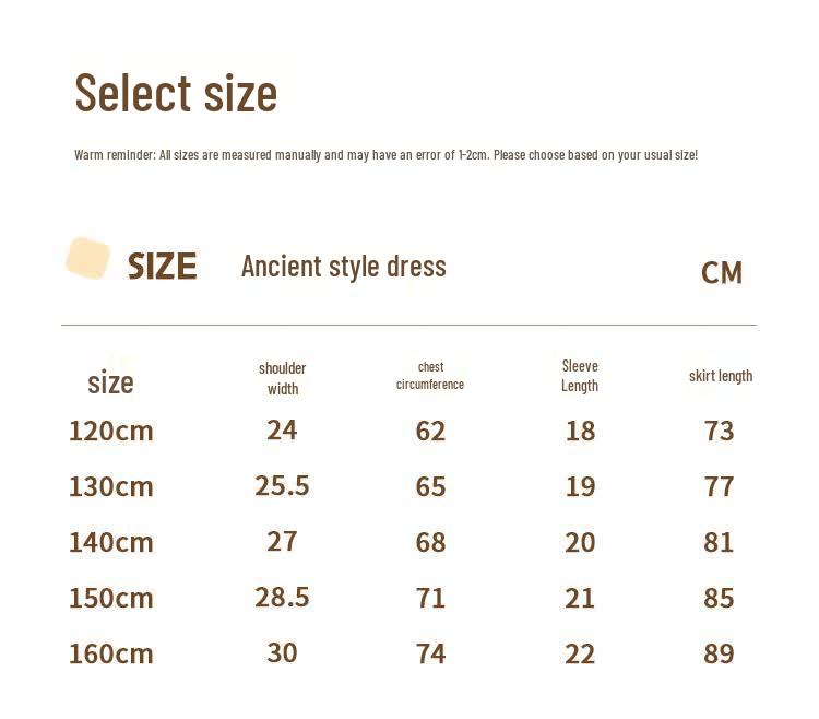 Girls' Princess Style Hanfu Short Sleeve Embroidered Dress