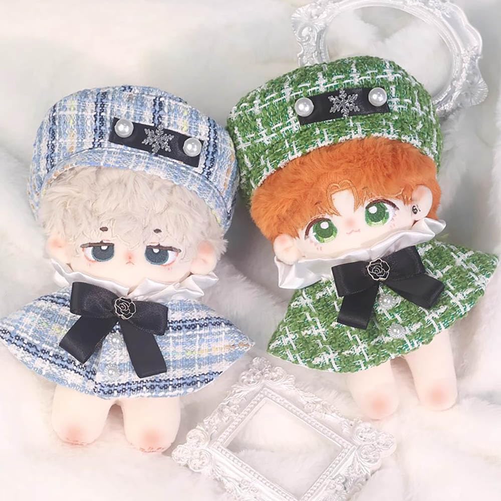 Niannyyhouse 10cm, 15cm, 20cm Plush Clothes Set with Poncho, Hat, and Shawl for Cotton Doll Dress-Up (Blue, 15cm)