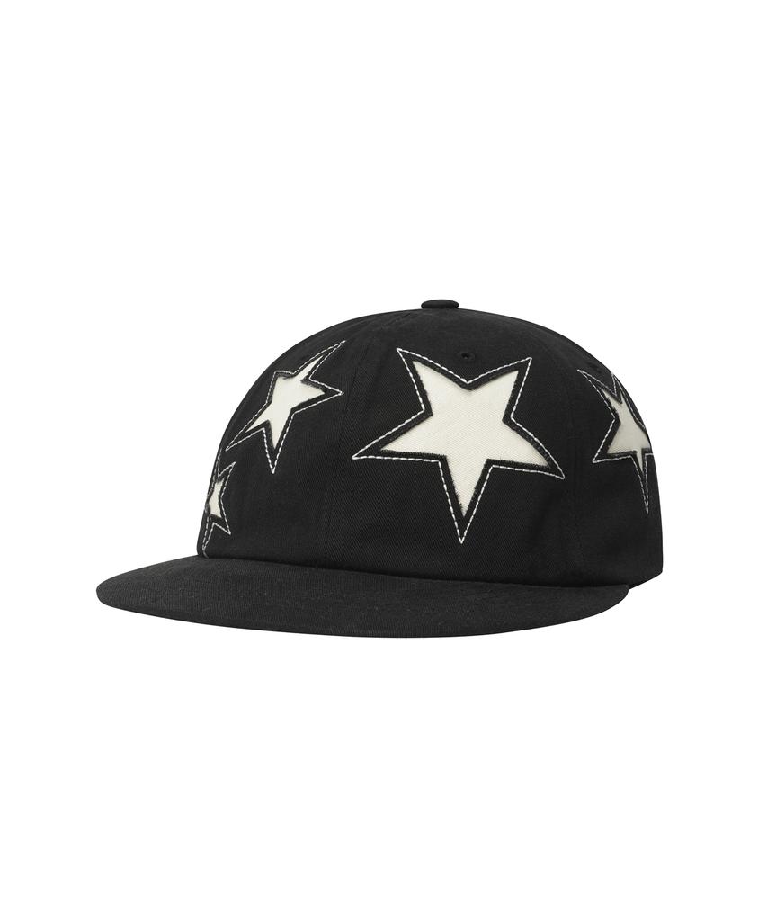 Lujeoseukeulleob Washed Star Applique Cap Black