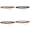 Womens Leather Belt With Metal Chain Decor For Elegant Dress And Suit Styling
