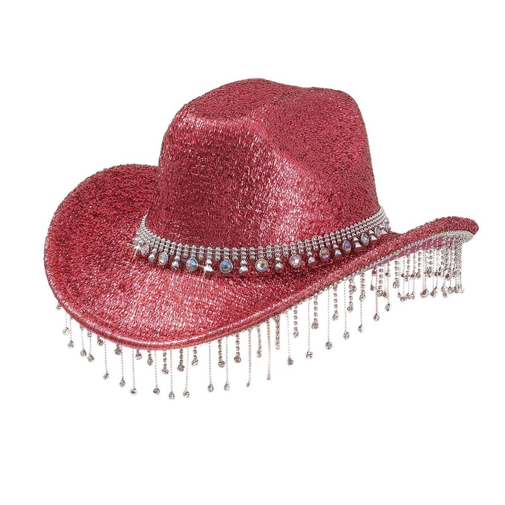 Eye-catching Crystal Cowboy Hats Bride Hat Panama Hat for Bachelorette Party Cowboy Hats for Club Stage Shows