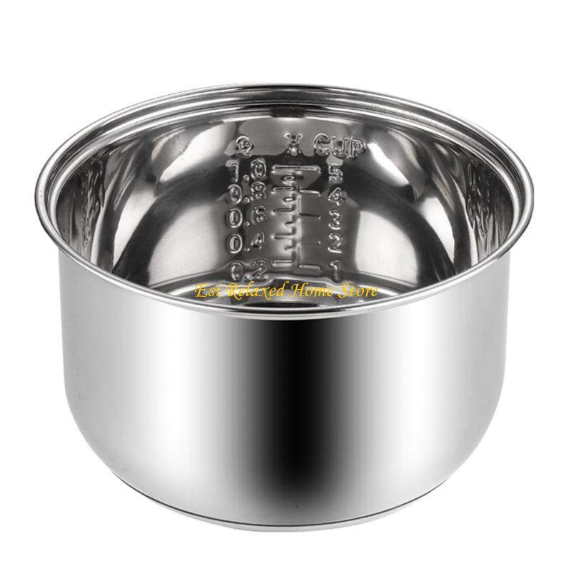 B46E 304 Stainless Steel Rice Cooker Inner Pot Dishwasher Safe Inside Bowl With Even Heating Base Replacement Accessory