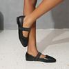 Fashion Spring New Flat Shoes Women's Square Head Shallow Mouth One Word Buckle Glitter Soft Sole Anti-slip Wear-resistant Single Shoes