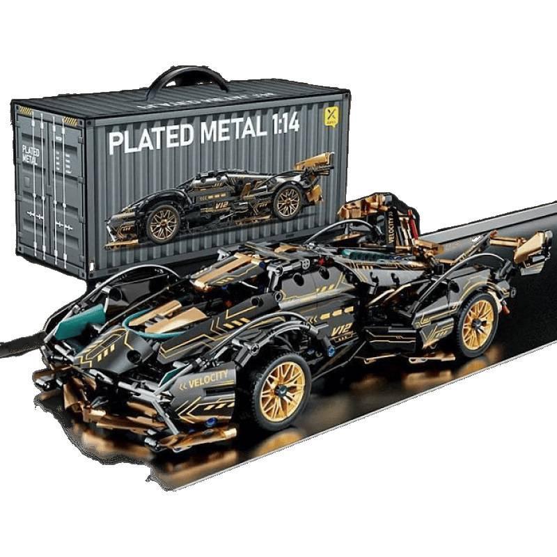 Black Gold Racing Car - Compatible Building Blocks Toy for Boys