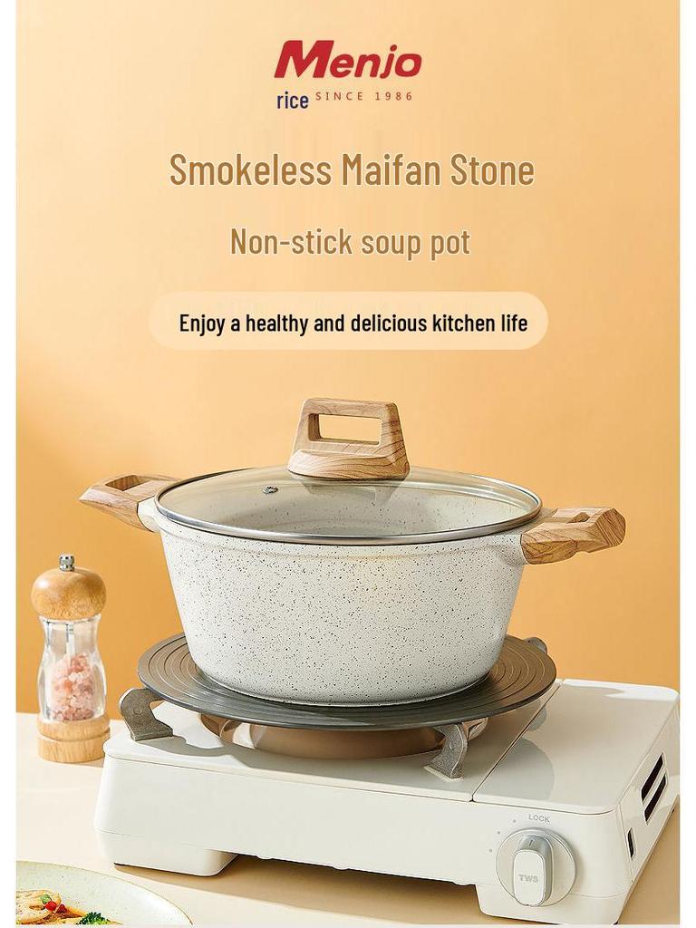 Mingjue Non-stick Maifan Stone Soup & Stew Double-ear Pot for Induction Cookers