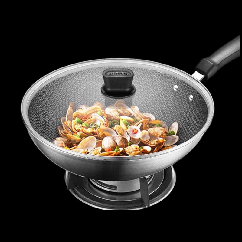 SUPOR X-Crystal Shield Honeycomb Non-stick Stainless Steel Wok