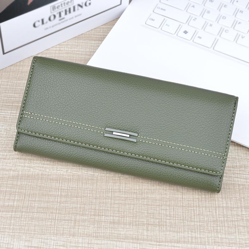 

Женский кожаный кошелек-трифолд - Длинный, с множеством отделений для карт, мягкий, модный, вместительный клатч зелёный