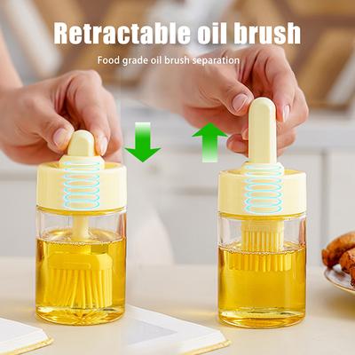 Portable Kitchen Oil Bottle Silicone Brush Adjustable With Barbecue Spray Bottle For BBQ Baking Oil Dispenser Outdoor Tableware