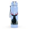 1PC Deer Antler Animal 750ml Color Plastic Sports Water Bottle Leakproof Flip Straw Lid Suitable for Sports Office Home Use