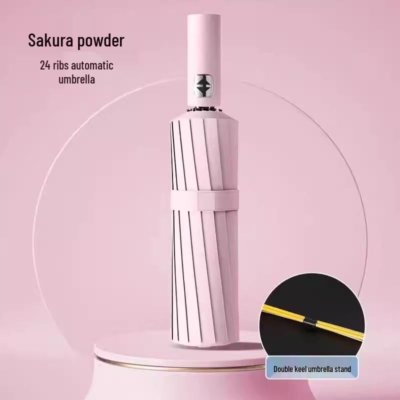 Men's Fully Automatic Windproof Umbrella: 60 Ribs, Thickened, Reinforced, Folding, Dual-Use for Sun and Rain, Large Size